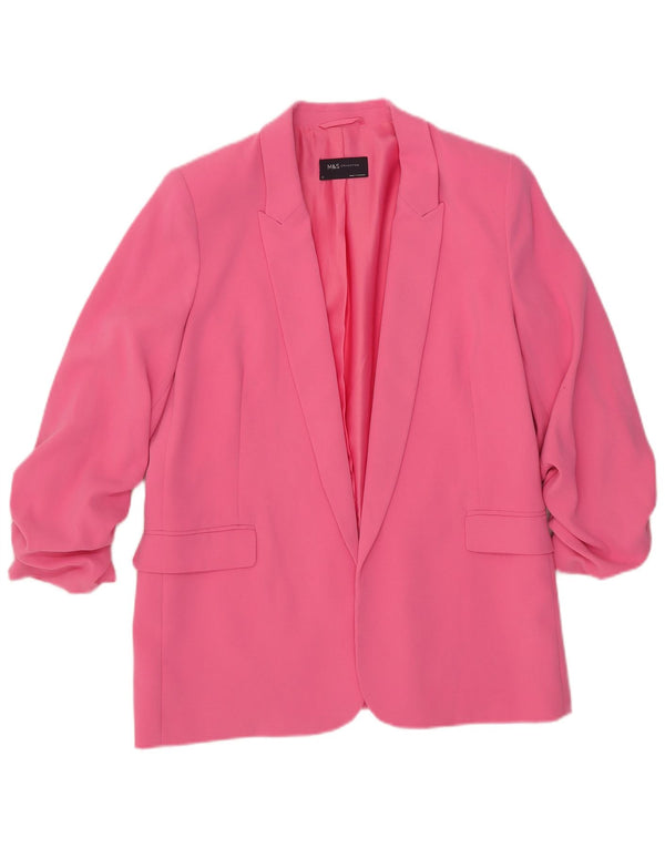 Marks & Spencer Offene Blazerjacke für Damen mit 3/4-Ärmeln, UK 12, Mittelrosa