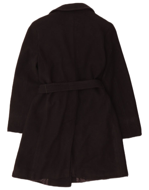 Lineaemme Damen Zweireihiger Mantel UK 8 Small Schwarze Wolle