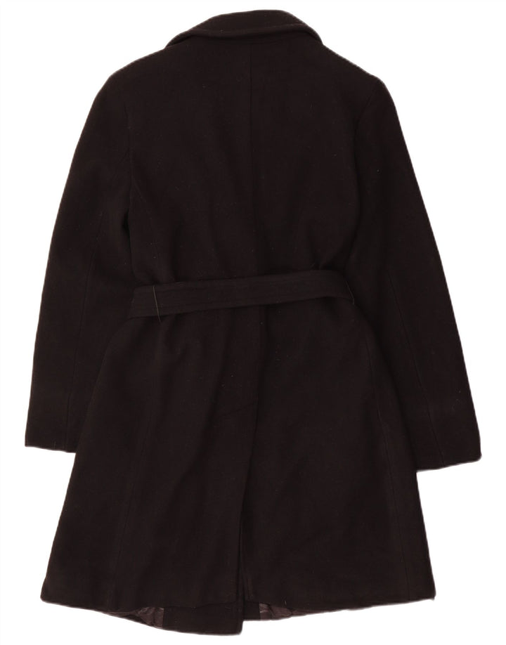 Lineaemme Damen Zweireihiger Mantel UK 8 Small Schwarze Wolle