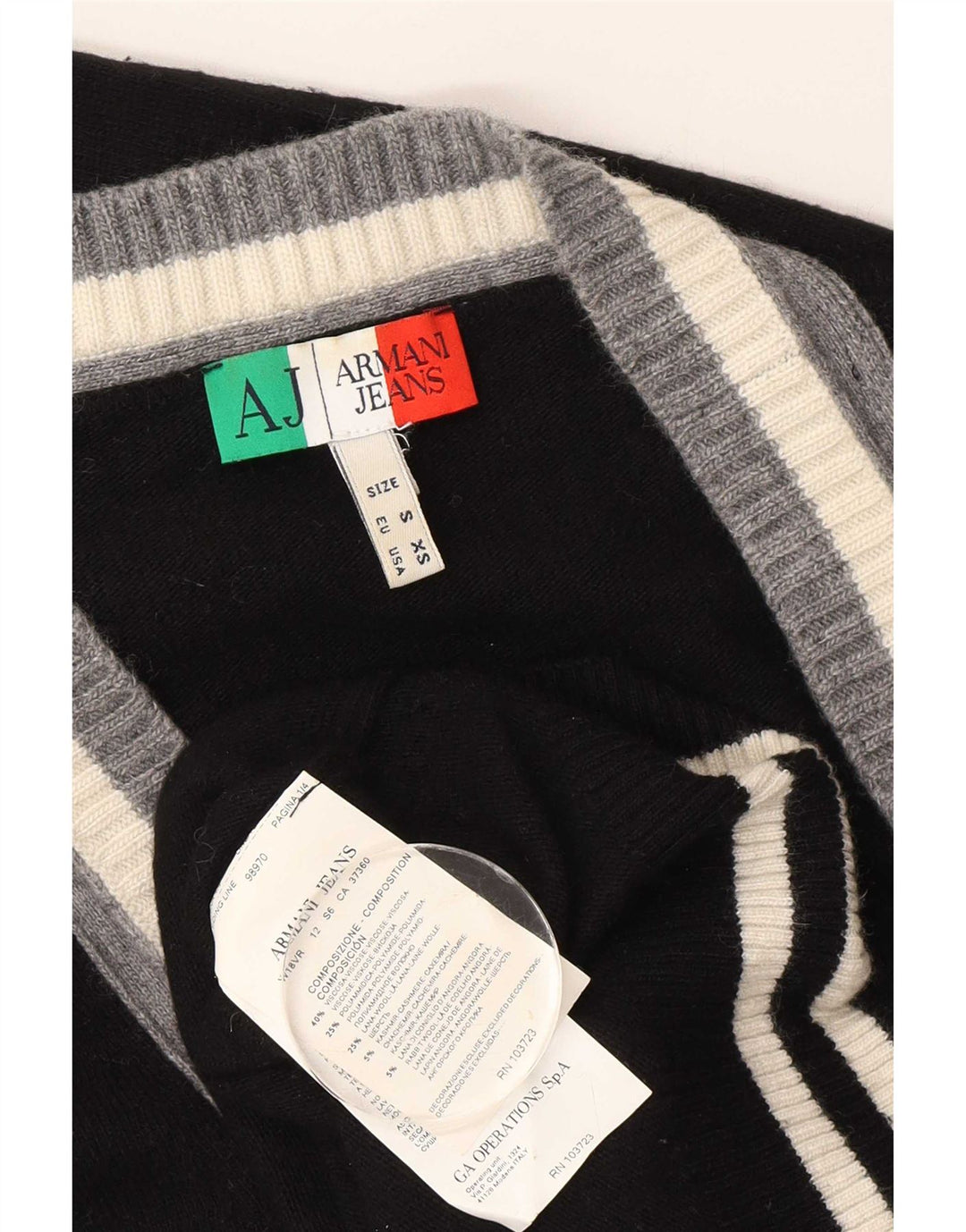 Armani Jeans Herren Strickjacke Pullover Small Schwarz Viskose
