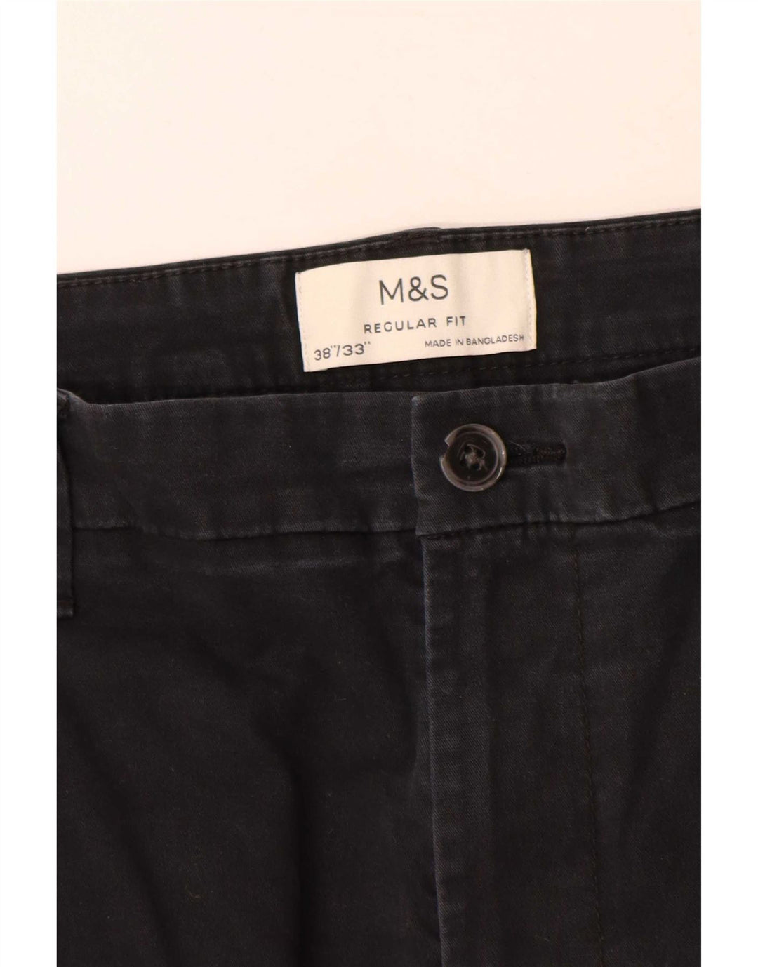Marks & Spencer Herren-Chinohose mit normaler Passform, W38 L33, schwarze Baumwolle