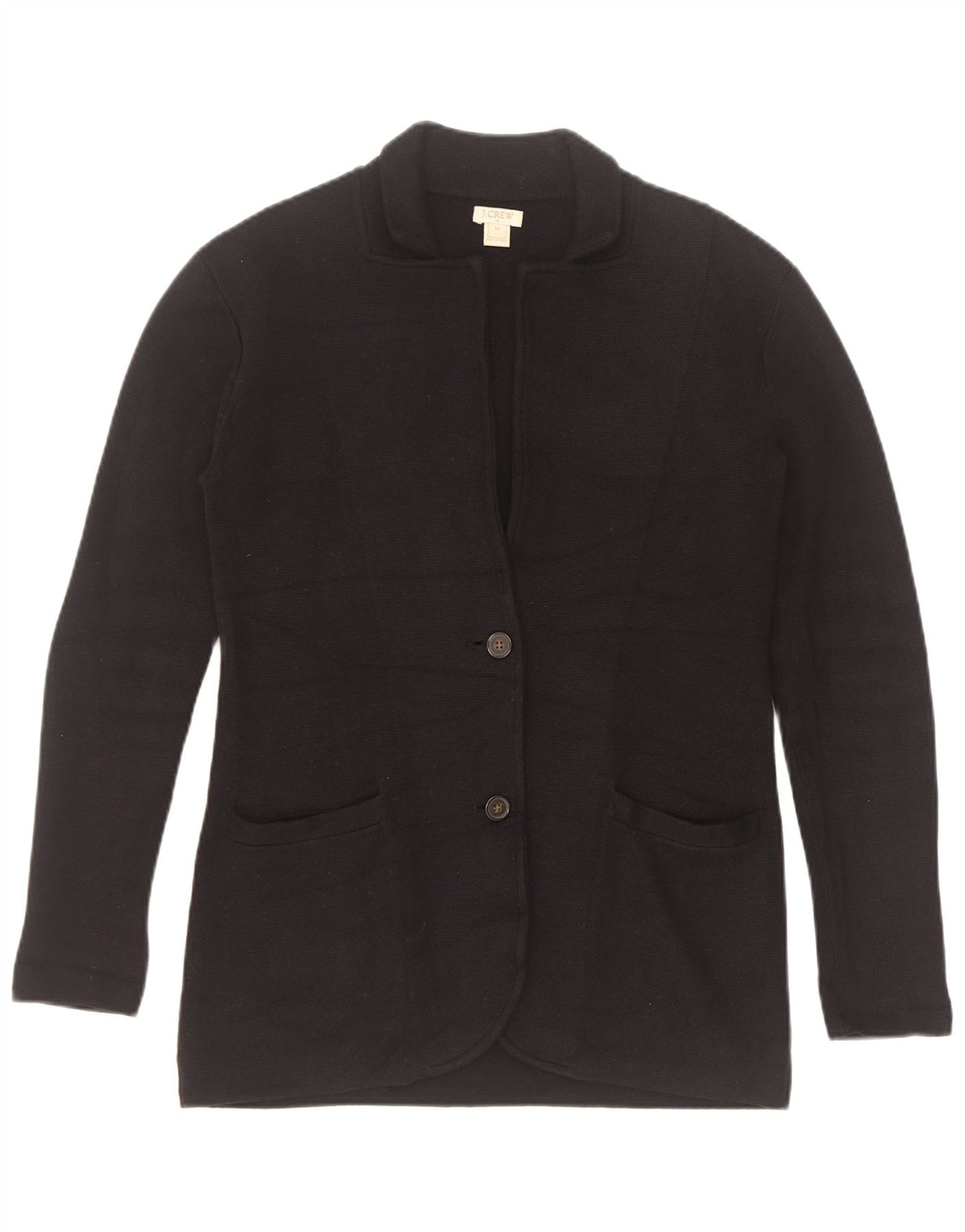J. Crew Damen 2-Knopf-Strickblazerjacke UK 6 XS Schwarze Baumwolle