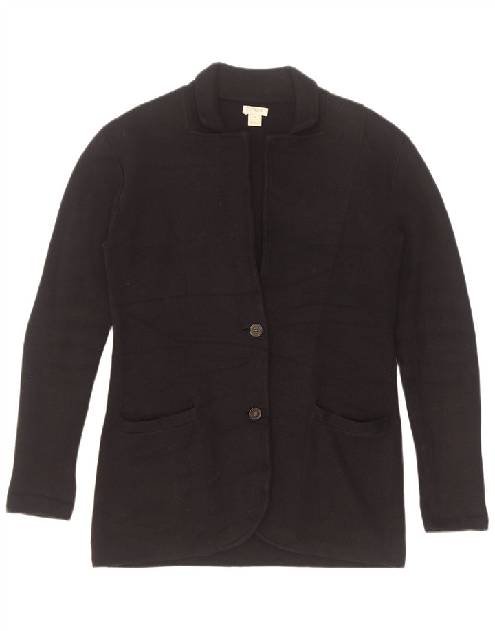J. Crew Damen 2-Knopf-Strickblazerjacke UK 6 XS Schwarze Baumwolle