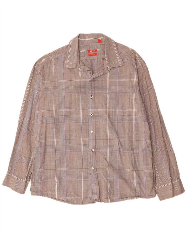 IZOD Herren Slim Fit Hemd 2XL Grau karierte Baumwolle