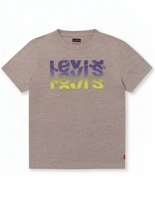 Levi's Jungen-T-Shirt mit Grafik, 9–10 Jahre, grau gefleckte Baumwolle