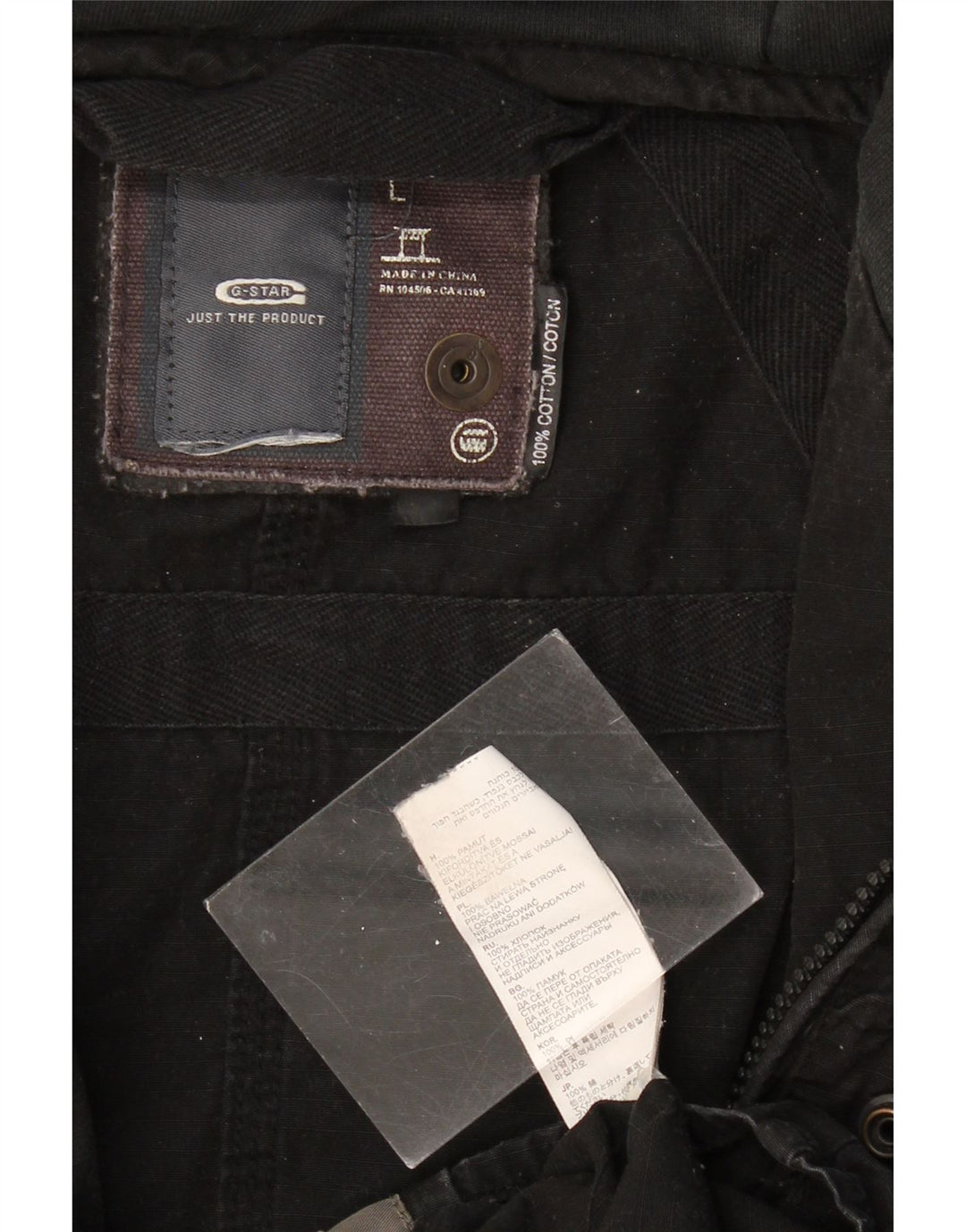 G-STAR Herren-Utility-Jacke mit Kapuze, UK 40, Größe L, Schwarz, Baumwolle