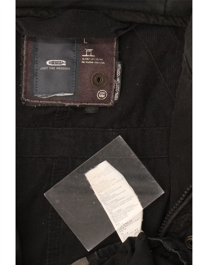 G-STAR Herren-Utility-Jacke mit Kapuze, UK 40, Größe L, Schwarz, Baumwolle