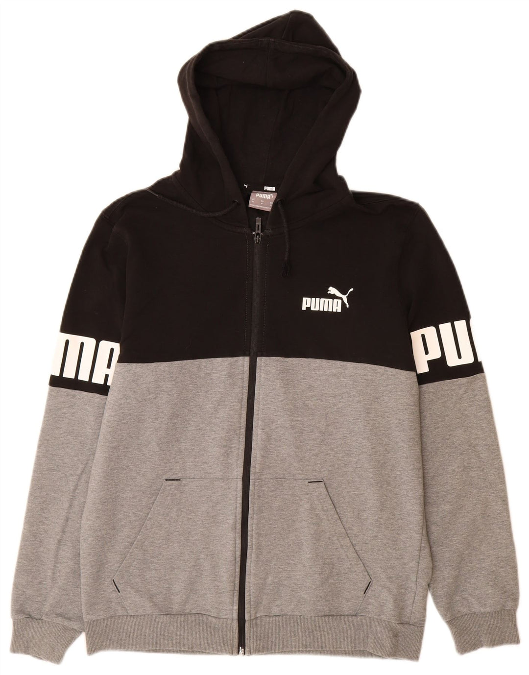 PUMA Herren Graphic Zip Hoodie Pullover Medium Black Colourblock Baumwolle