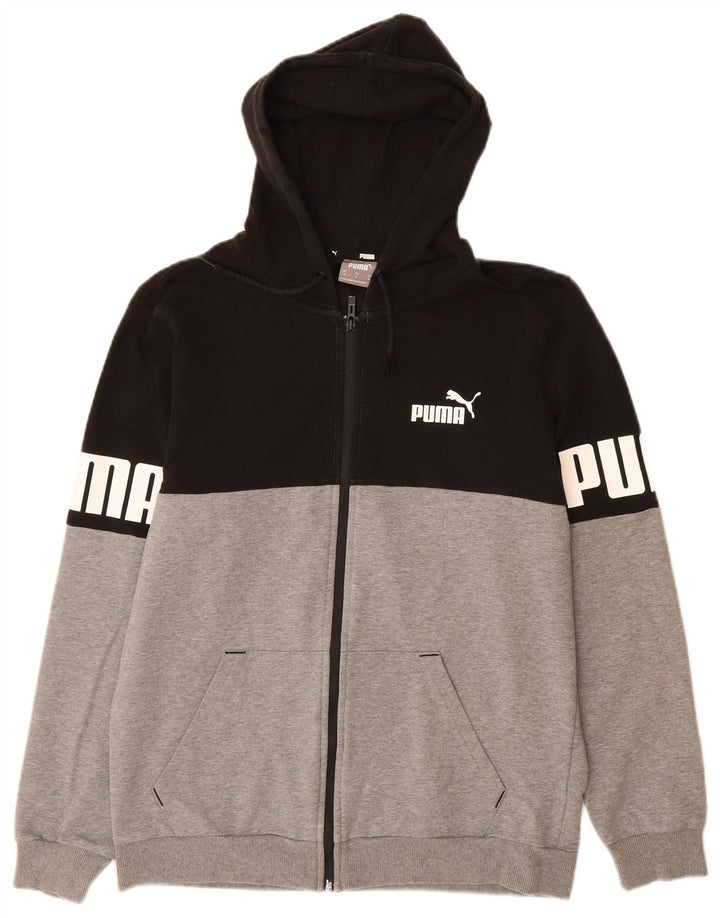PUMA Herren Graphic Zip Hoodie Pullover Medium Black Colourblock Baumwolle