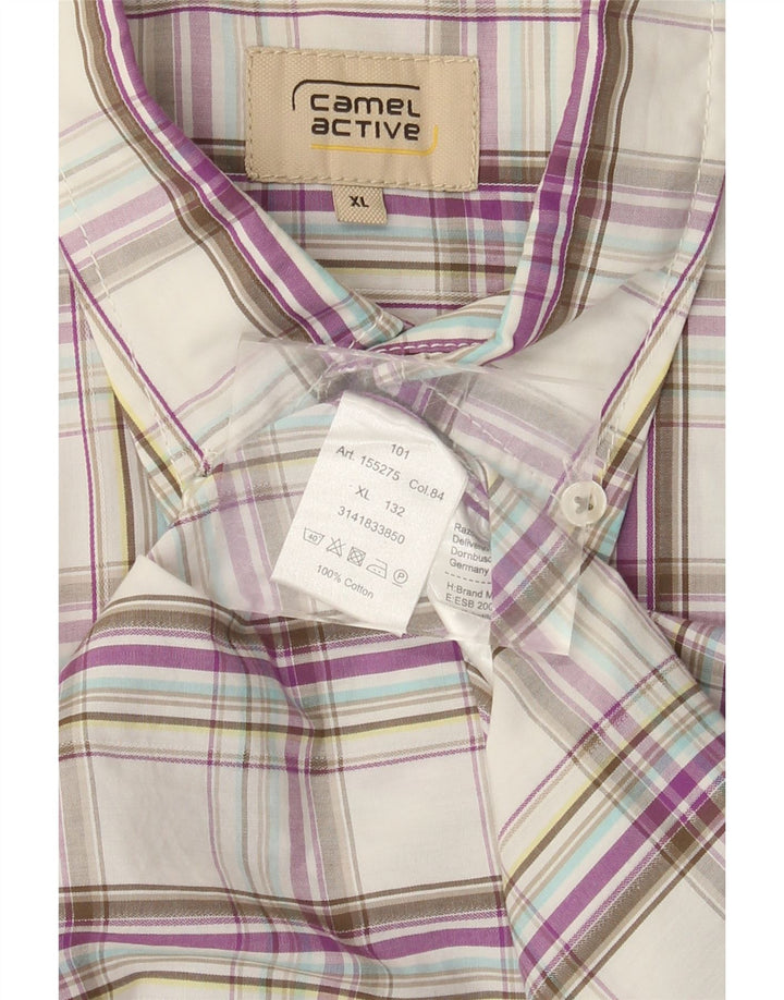 Camel Active Herren-Kurzarmhemd XL aus mehrfarbig karierter Baumwolle