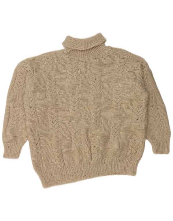 Vintage Damen Crop Rollkragenpullover Pullover UK 20 2XL Off White