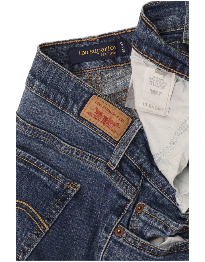 Levi's Damen 524 Too Superlow Bootcut Jeans Größe 13 Large W34 L28 Blau
