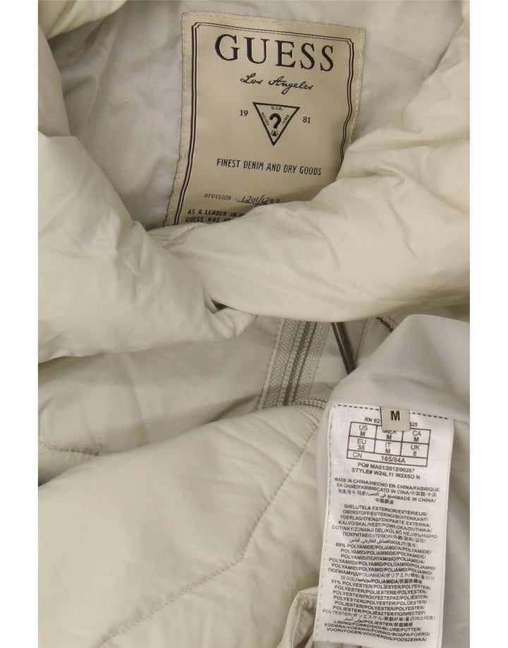 Guess Damen Wattierte Jacke UK 12 Medium Off White Polyamid