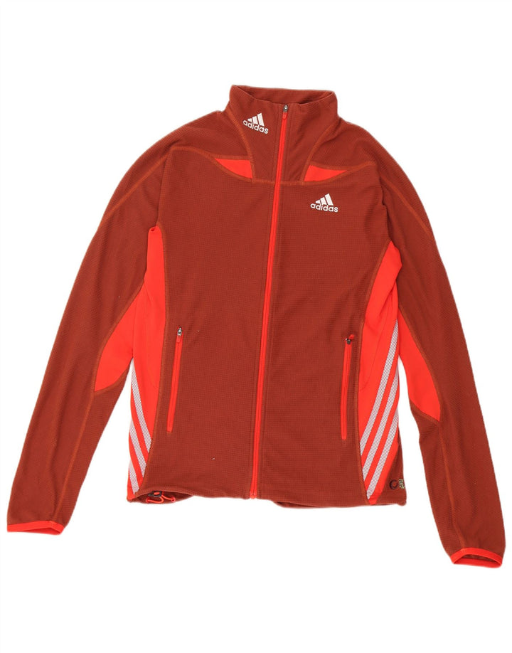 Adidas Damen-Trainingsanzug-Oberteiljacke UK 12 Mittelbraunes Colourblock-Polyester