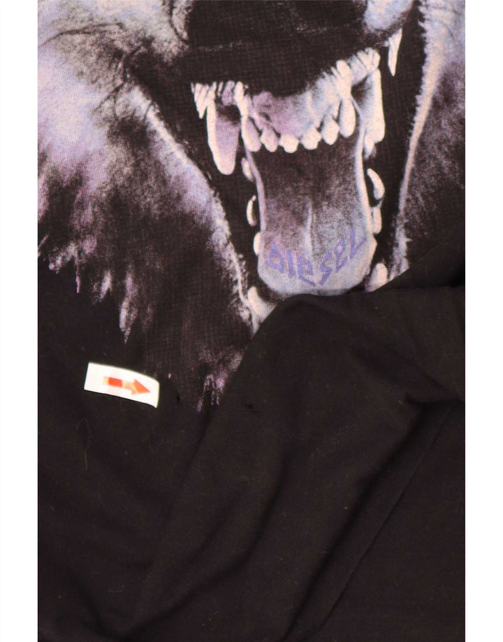Diesel Herren-T-Shirt mit Grafik, mittelschwarze Baumwolle