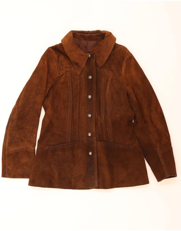 Vintage Damen Wildlederjacke UK 12 Mittelbraun