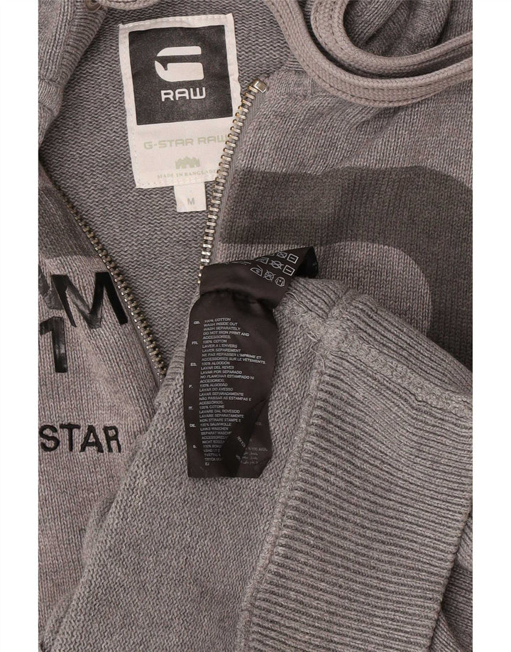 G-Star Herren-Cardigan mit Kapuze und Grafik, mittelgraue Baumwolle