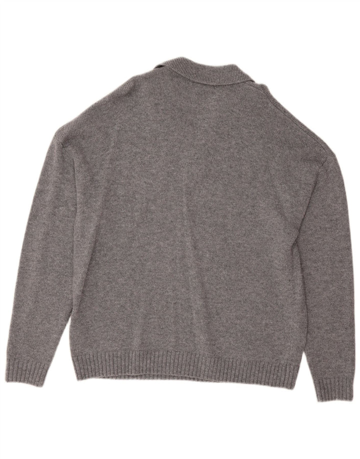 Reiss Herren-Pullover mit Rollkragen, groß, grau gesprenkelte Wolle