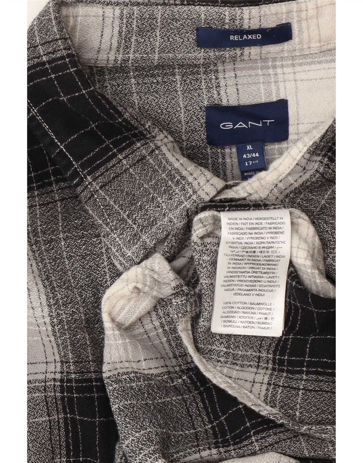 Gant Herren-Flanellhemd mit entspannter Passform, Größe 43/44, 17 XL, mehrfarbig kariert