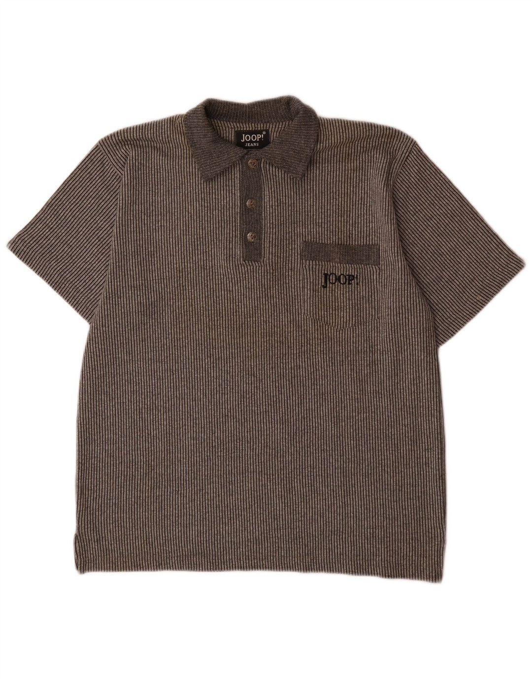 Joop Herren-Poloshirt aus mittelgrauer Nadelstreifen-Baumwolle