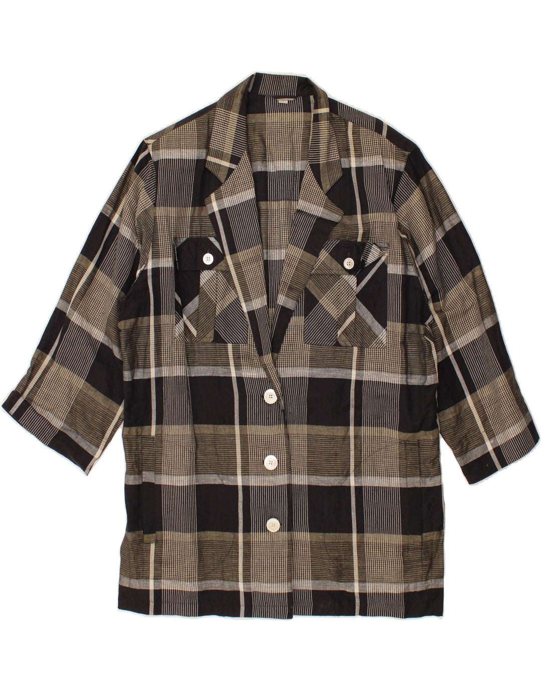 INCOM Womens Carol 3/4 Sleeve Blazer Jacket IT 44 Medium Black Check Vintage Incom and Second-Hand Incom from Messina Hembry 