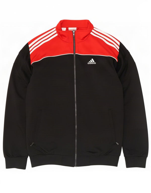 Adidas Jungen-Trainingsanzug-Top-Jacke, 15–16 Jahre, schwarzes Colourblock-Polyester