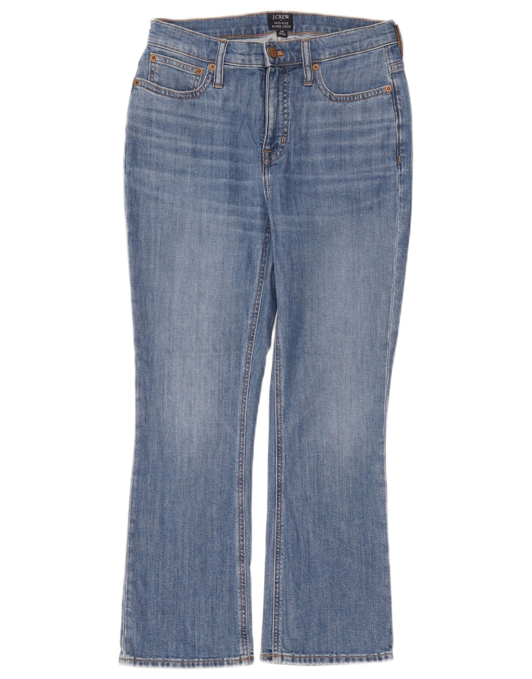 J. Crew Damen Mid Rise Crop Flared Jeans W26 L27 Blaue Baumwolle