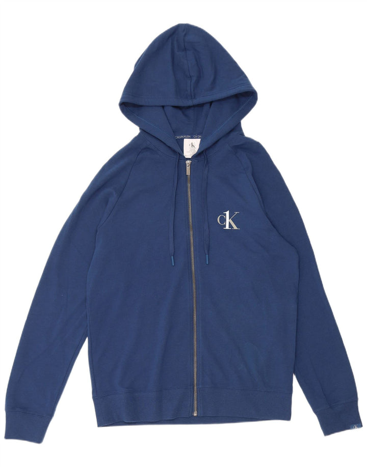 Calvin Klein Herren-Kapuzenpullover mit Reißverschluss, klein, blaue Baumwolle