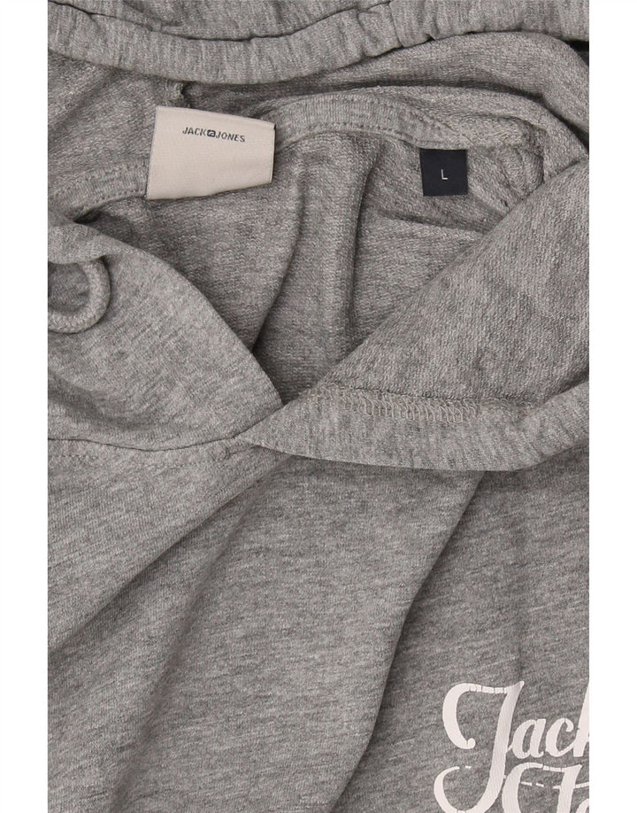 JACK & JONES Mens Graphic Hoodie Jumper Large Grey Cotton Vintage Jack & Jones and Second-Hand Jack & Jones from Messina Hembry 