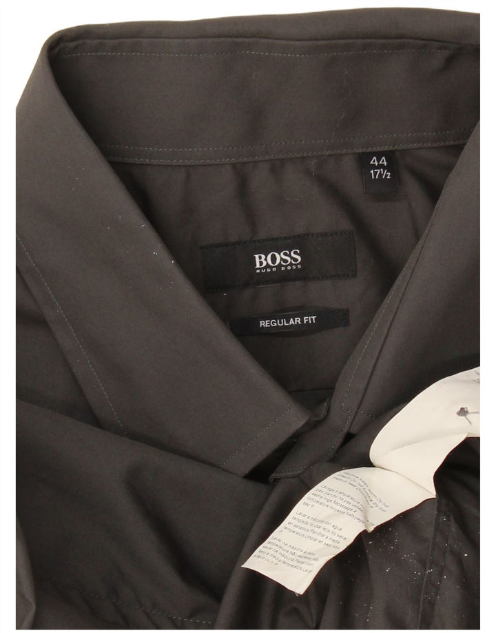 HUGO BOSS Herren-Hemd in normaler Passform, Größe 44 17 1/2 XL, graue Baumwolle