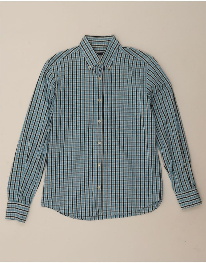 Sergio Tacchini Herrenhemd aus mittelblau karierter Baumwolle
