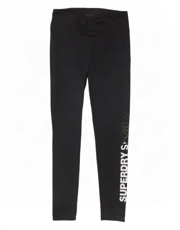 Superdry Damen Grafik-Leggings UK 12 Medium Schwarz
