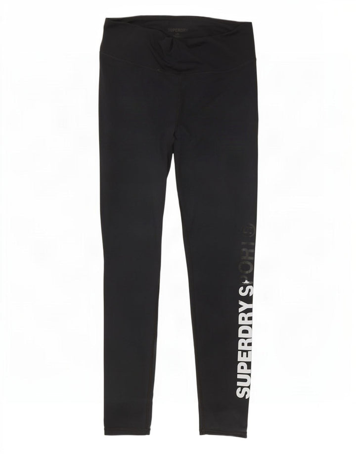 Superdry Damen Grafik-Leggings UK 12 Medium Schwarz