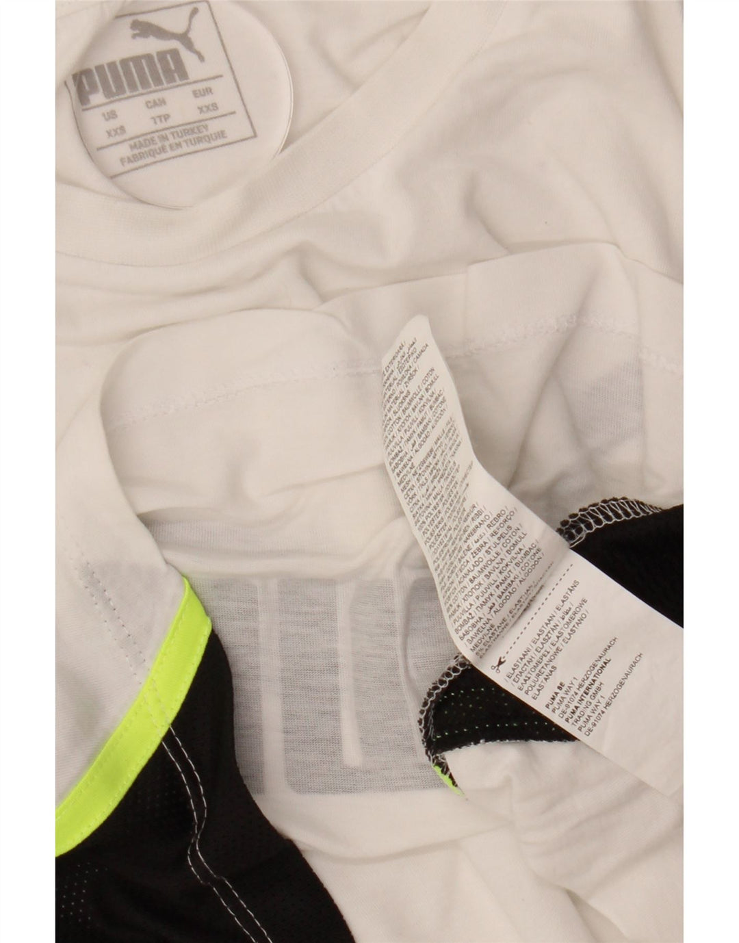 PUMA Damen Crop Oversized Graphic T-Shirt Top UK 2 2XS Weiß Farbblock