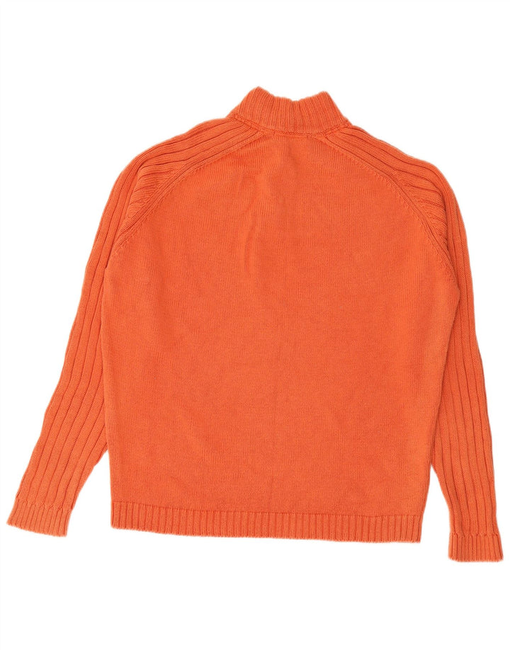 MASSIMO DUTTI Herren-Pullover mit Knopfkragen, groß, orangefarbene Baumwolle