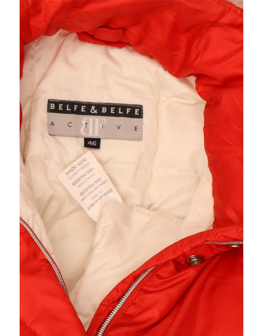Belfe & Damen-Kapuzen-Übergröße, wattierte Jacke, IT 46, großes rotes Polyester