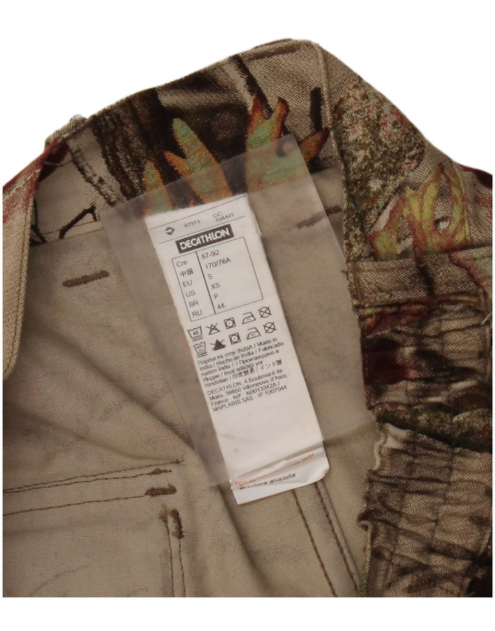 DECATHLON Gerade Cargohose für Damen, Größe S, W27, L30, Beige, Blumenmuster, Baumwolle