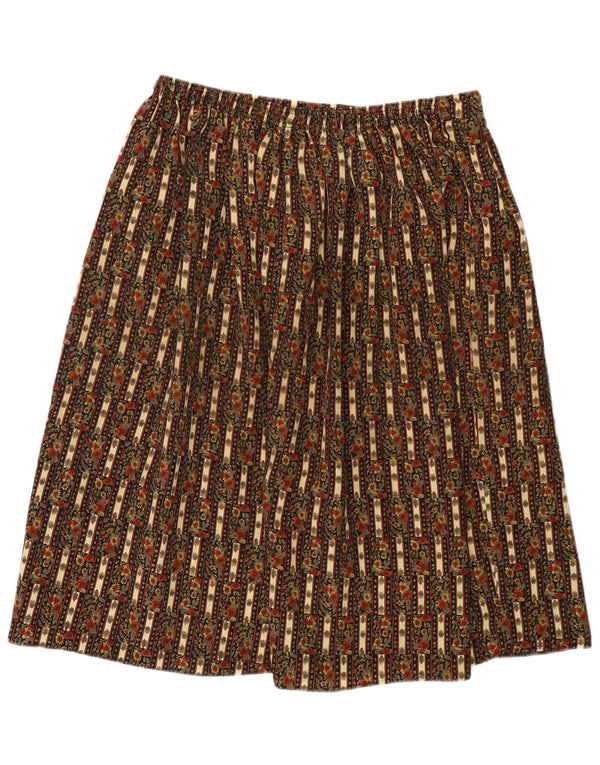 Vintage Damen High Waist Flared Rock UK 22/24 2XL W34 Khaki Floral