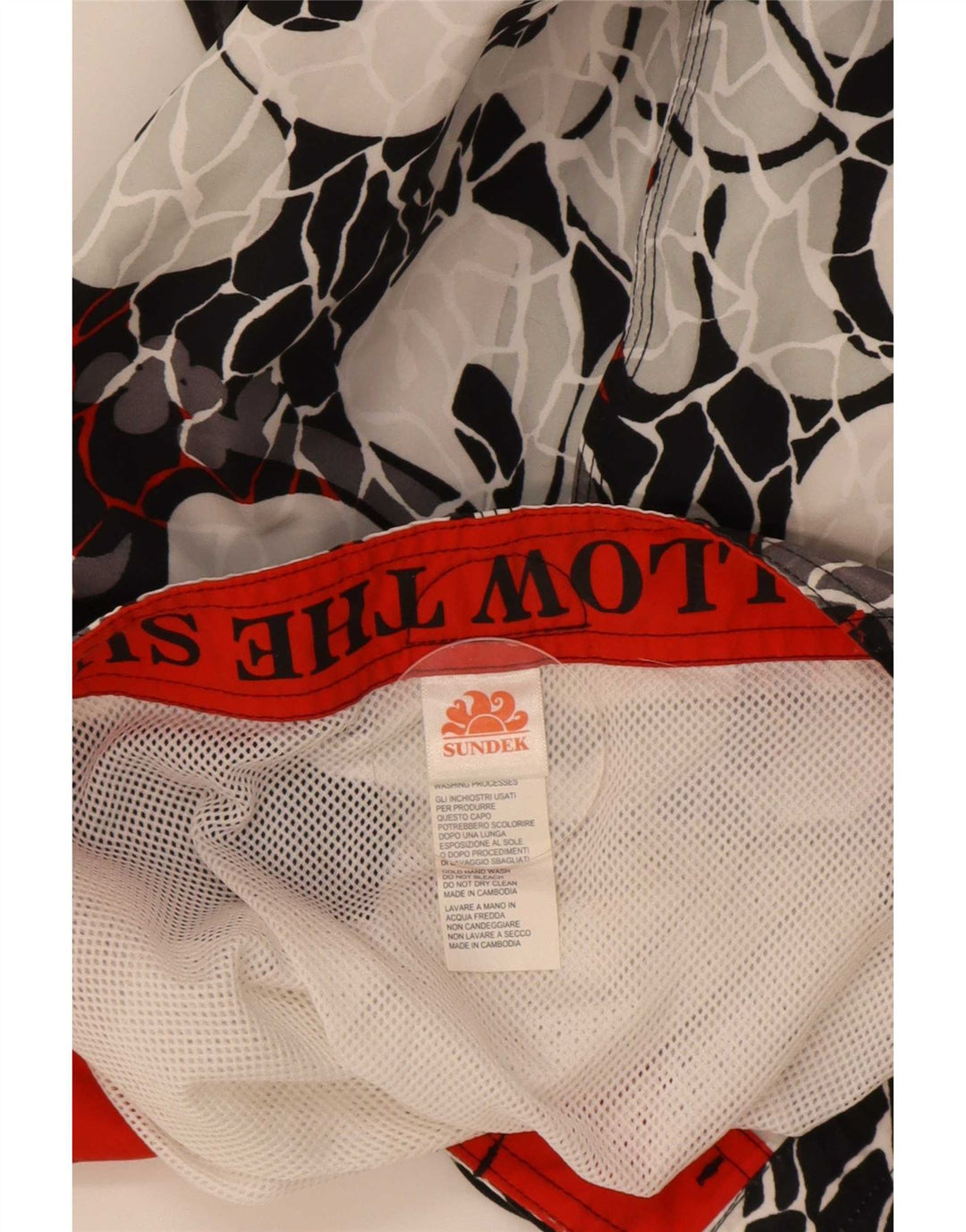 Sundek Herren-Badeshorts mit Grafik, groß, schwarzes Blumenmuster, Polyester