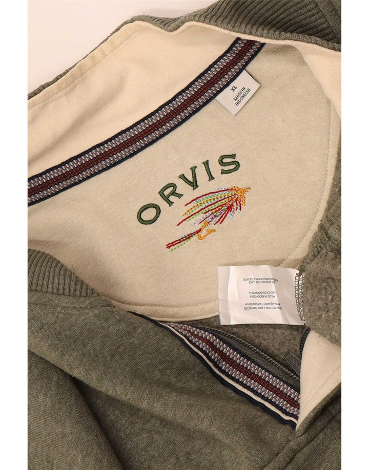 Orvis Herren-Sweatshirt mit Reißverschluss, XL, Khaki, Baumwolle