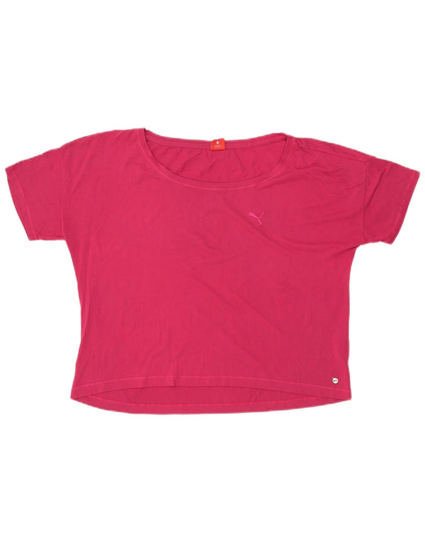 PUMA Damen Crop T-Shirt Top UK 16 Large Pink