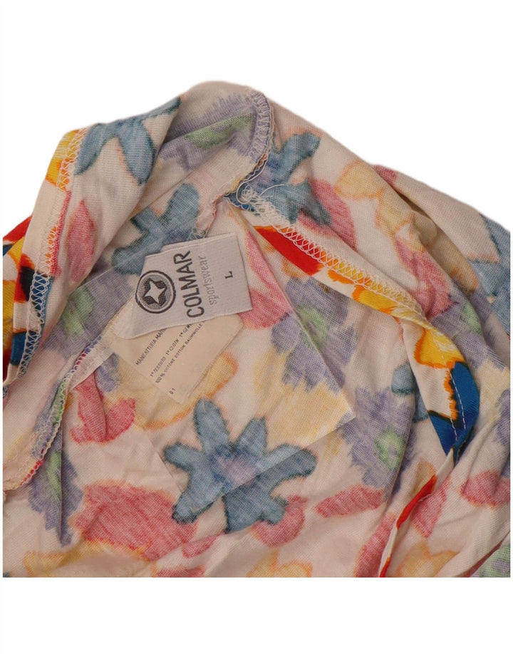 Colmar Womens Wrap Crop Top UK 14 Große mehrfarbige Blumen-Baumwolle