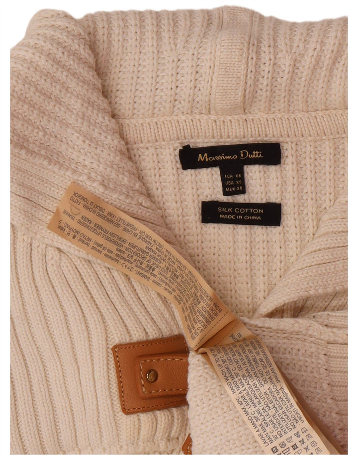 MASSIMO DUTTI Damen-Cardigan mit Kapuze, UK 6, XS, Beige, Baumwolle
