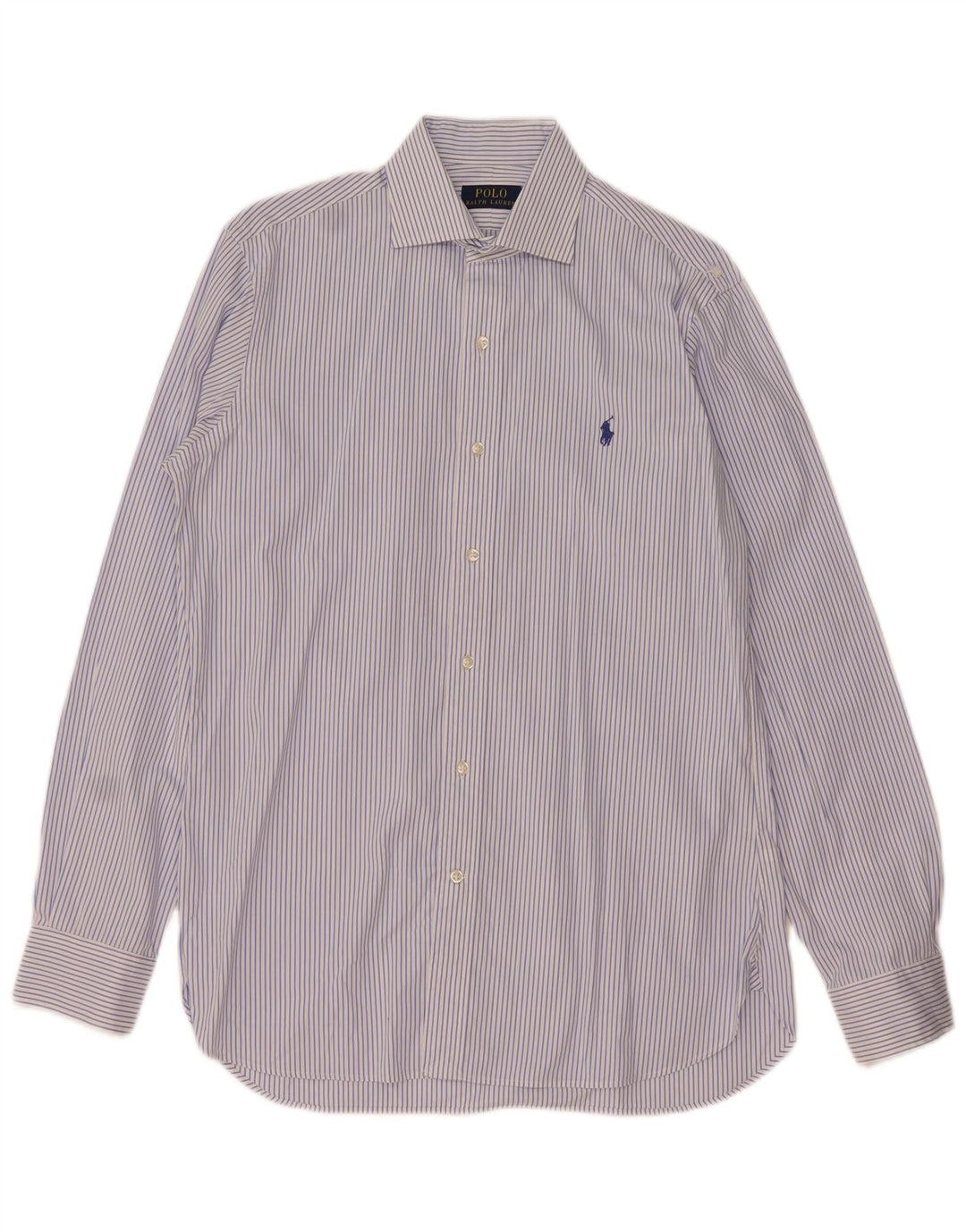 Polo Ralph Lauren Herrenhemd, Größe 15, mittelblau gestreift, Baumwolle