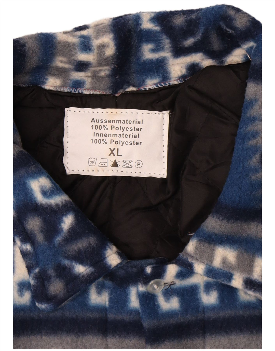 Vintage Herren Lumberjack Flanellhemd XL Blau Fair Isle Polyester