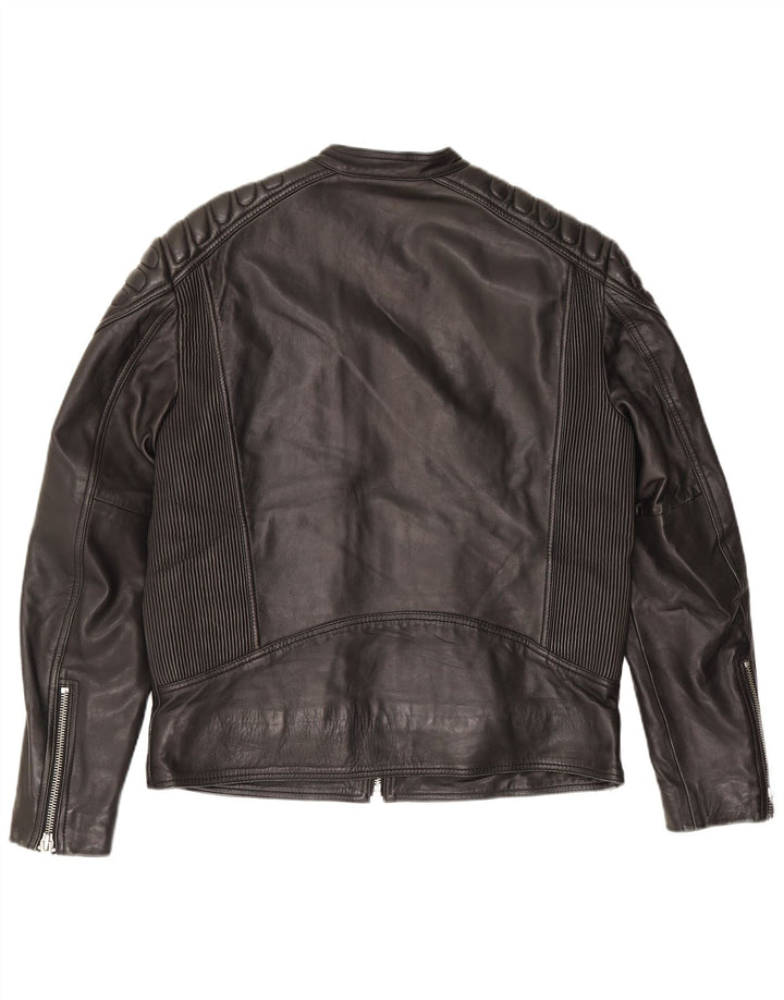 Superdry Herren Leder Bikerjacke UK 42 XL Schwarz