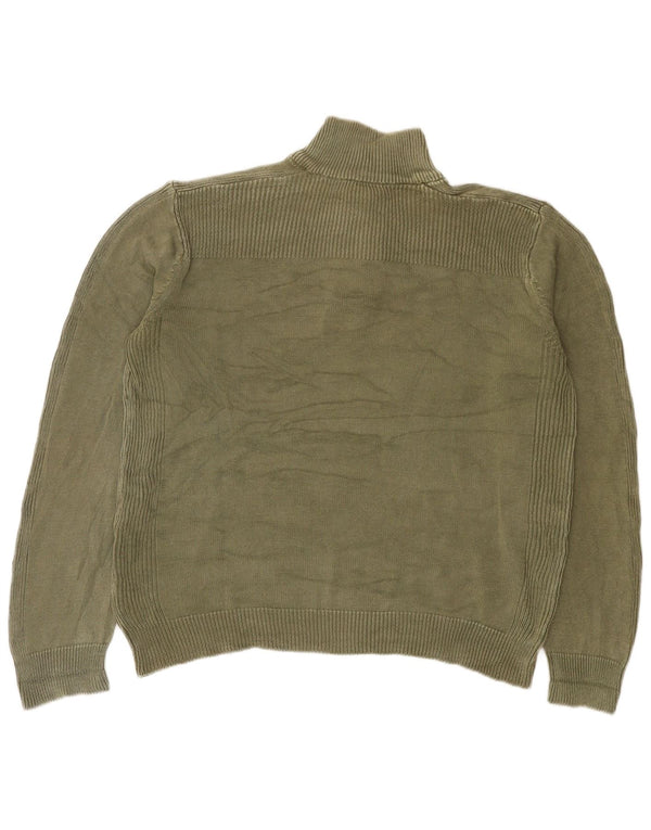 Calvin Klein Jeans Herren-Pullover mit Knopfkragen, XL, grüne Baumwolle