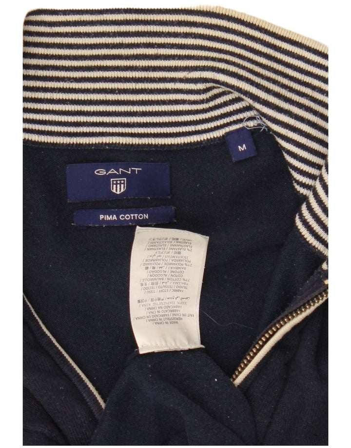 Gant Herren-Pullover mit Reißverschluss am Hals, mittlere marineblaue Baumwolle