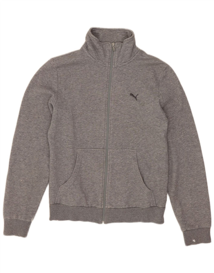 Puma Damen-Trainingsanzug-Top-Jacke, UK 10, kleine graue Baumwolle