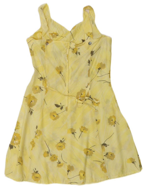 Vintage Womens Sleeveless Sundress UK 10 Small Yellow Floral
